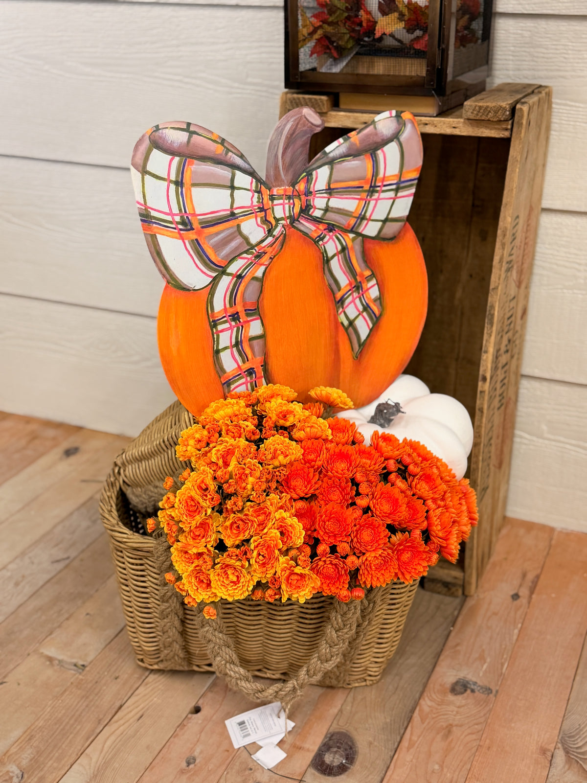 Modern Plaid Pumpkin Garden Stake - 2 Styles