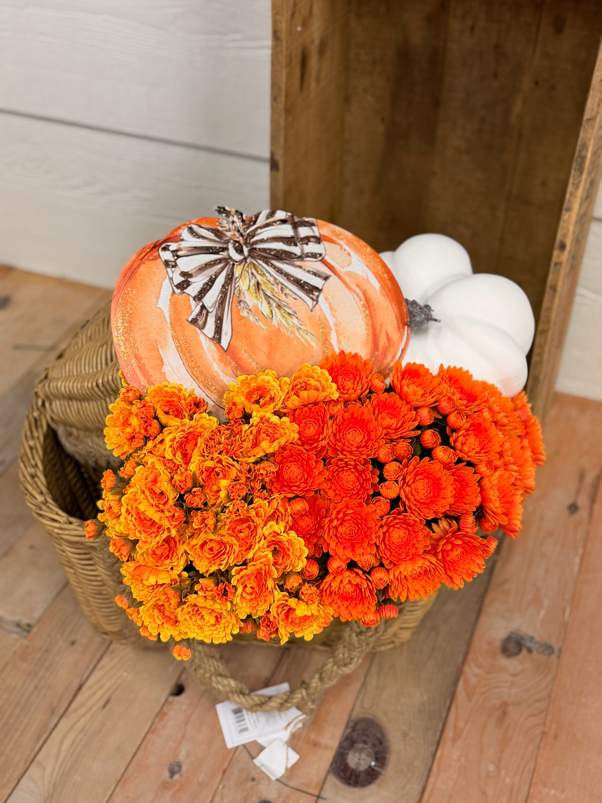 Whimsical Wheat Pumpkin Garden Stake - 2 Colors