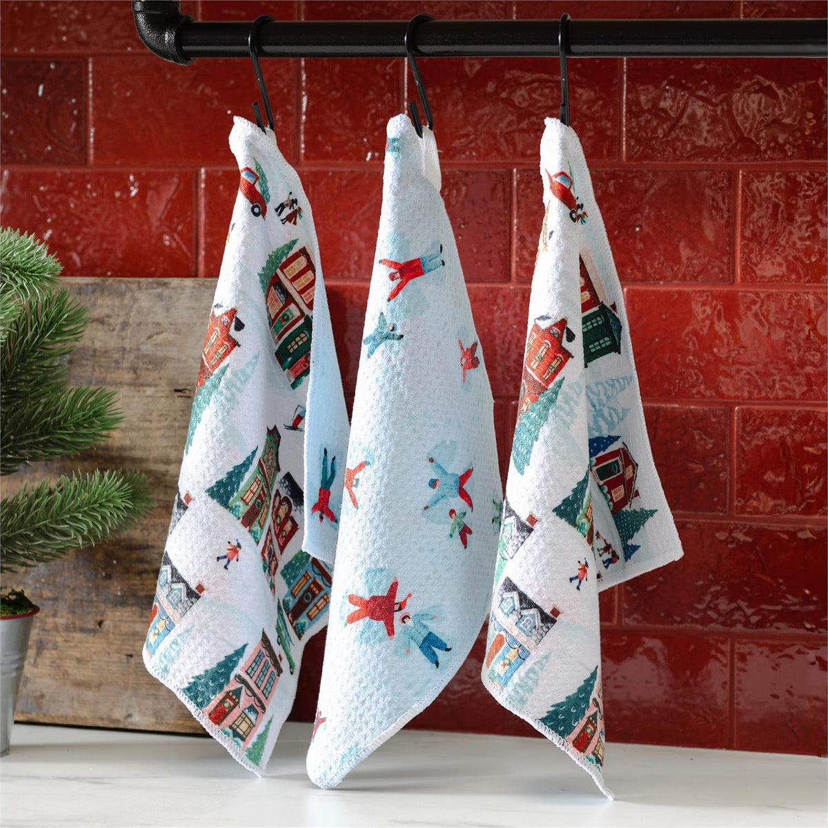 heartfelt cheer lodge dish towel for farmhouse christmas home decor from Magnolias Home Decor