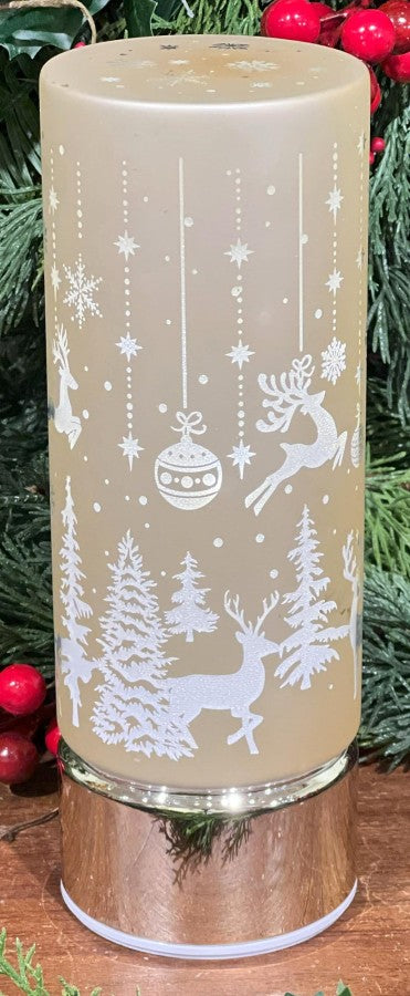 Gold Rotating Lighted Luminary for Christmas home decor from Magnolias Home Decor