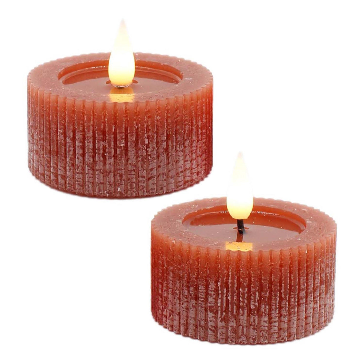 Large Orange LED Tea Lights Set of 2