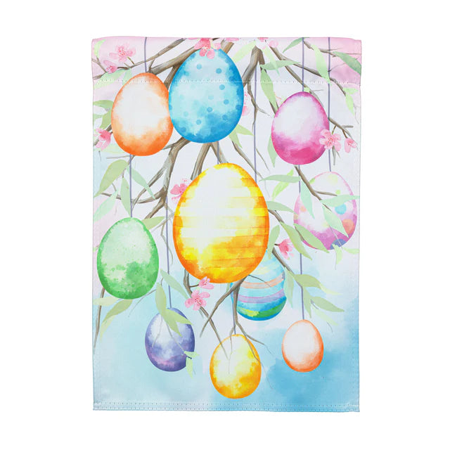 Bunny Blooms Egg Tree Suede Garden Flag