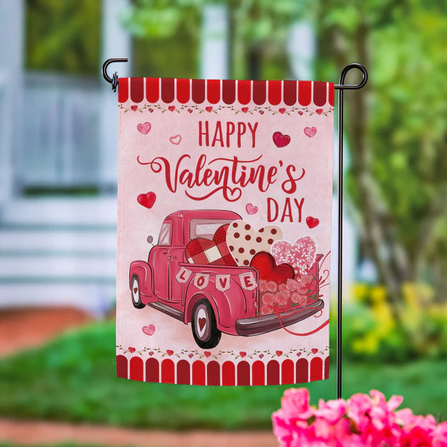 Truck Full Of Love Suede Garden Flag