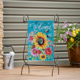 Colorful Summer Blooms Burlap Garden Flag