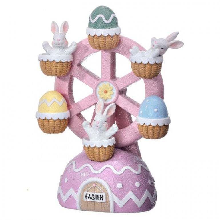 10" Resin Ferris Wheel Bunnies