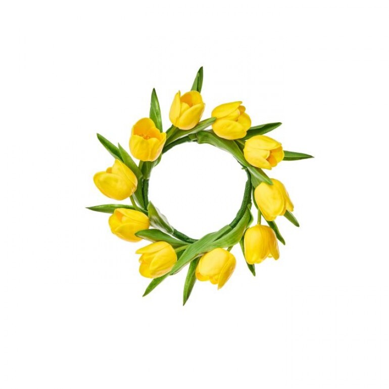 11" Yellow Tulip Candle Ring