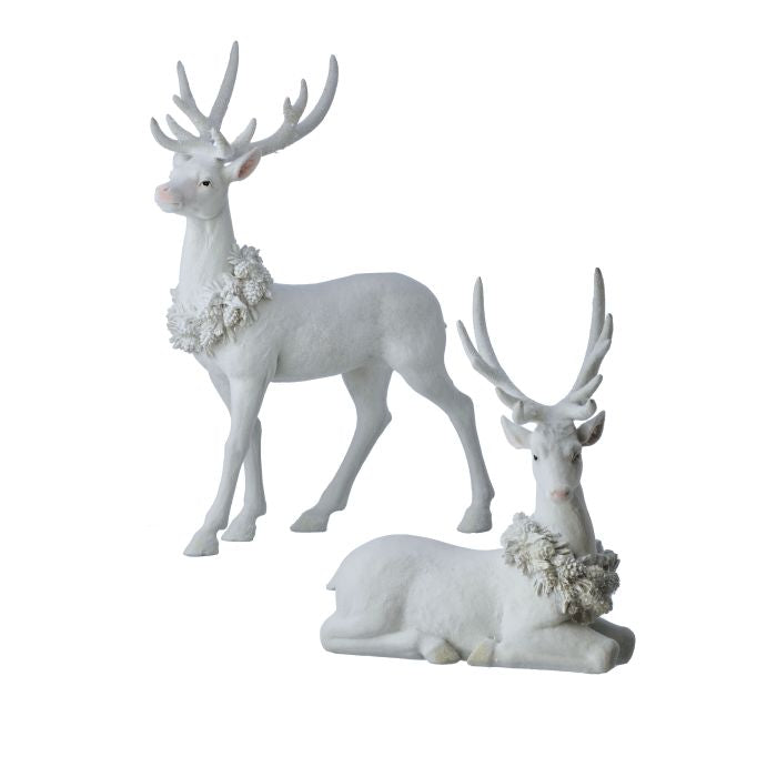 Frozen Forest Flocked Deer - 2 Sizes