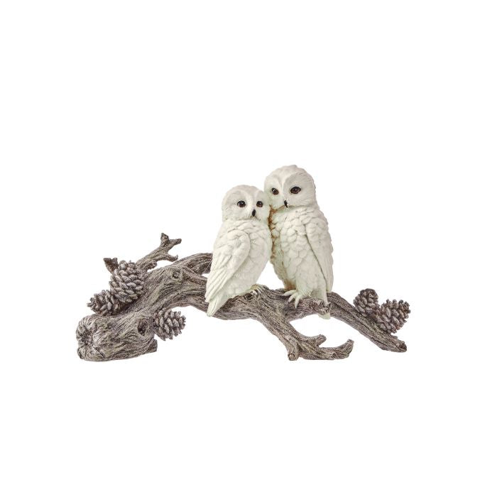 12" Resin Owl Couple on Branch