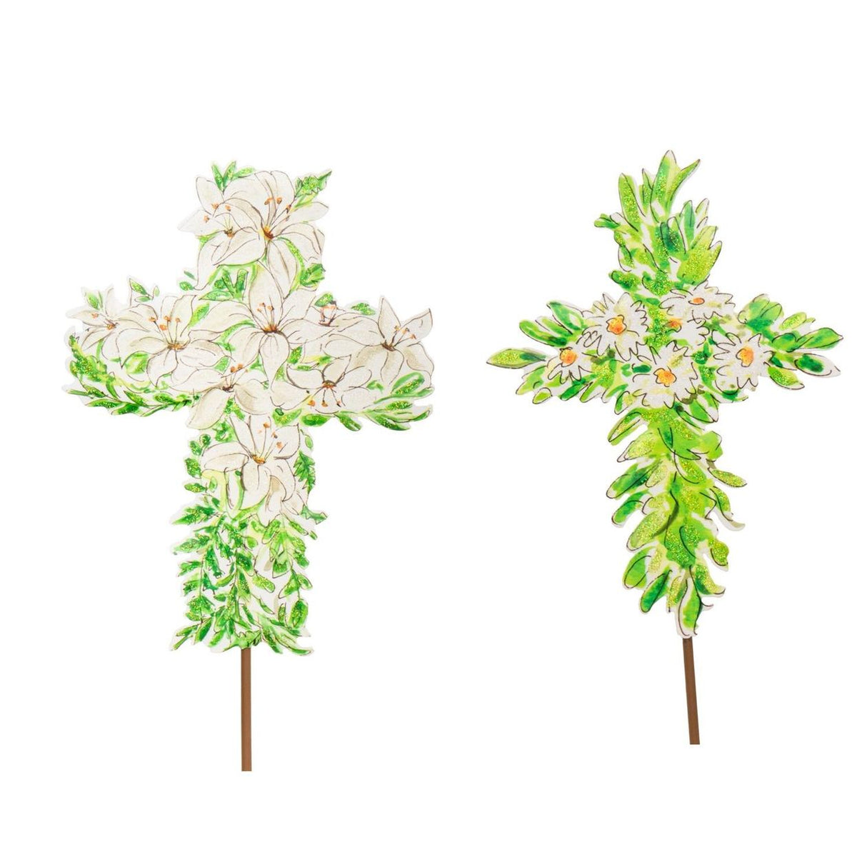 Blooming Crosses Garden Stake