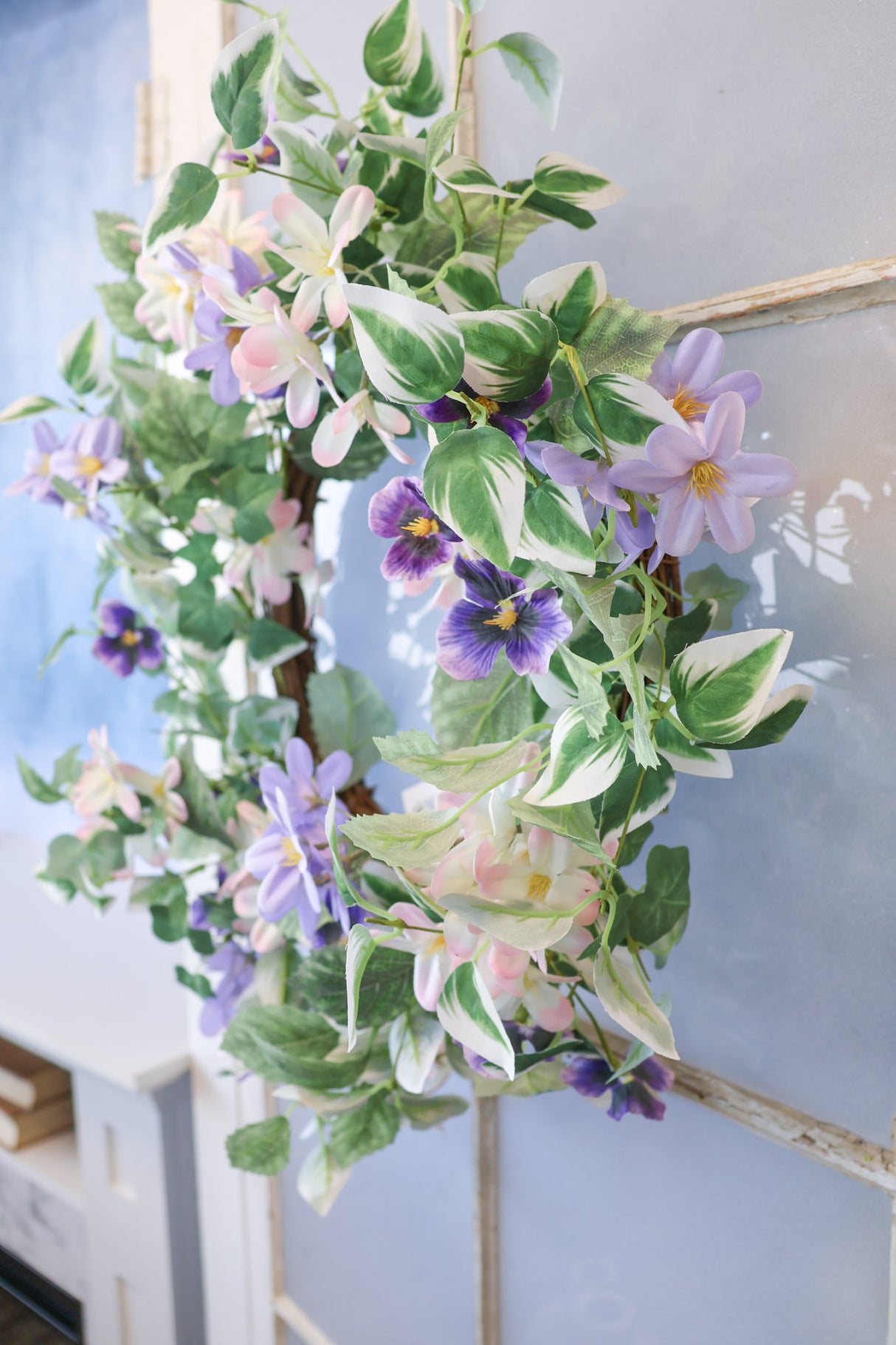 22" Purple Rain Pansy Wreath