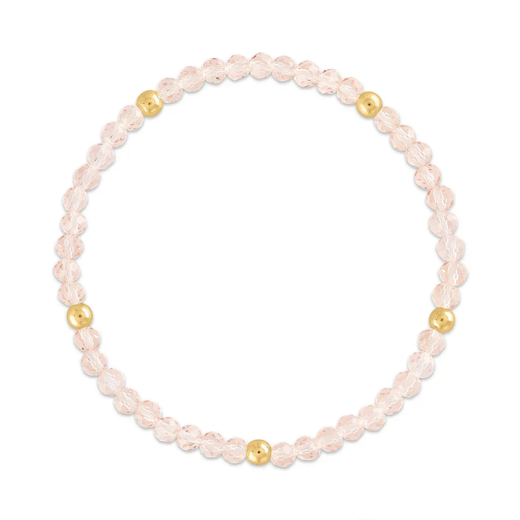 Light Pink with Gold Ball Stretchy Facet Mila-Mix Bracelet
