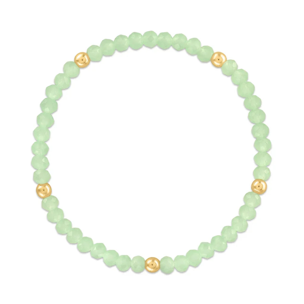 Seafoam Green with Gold Ball Stretchy Facet Mila-Mix Bracelet