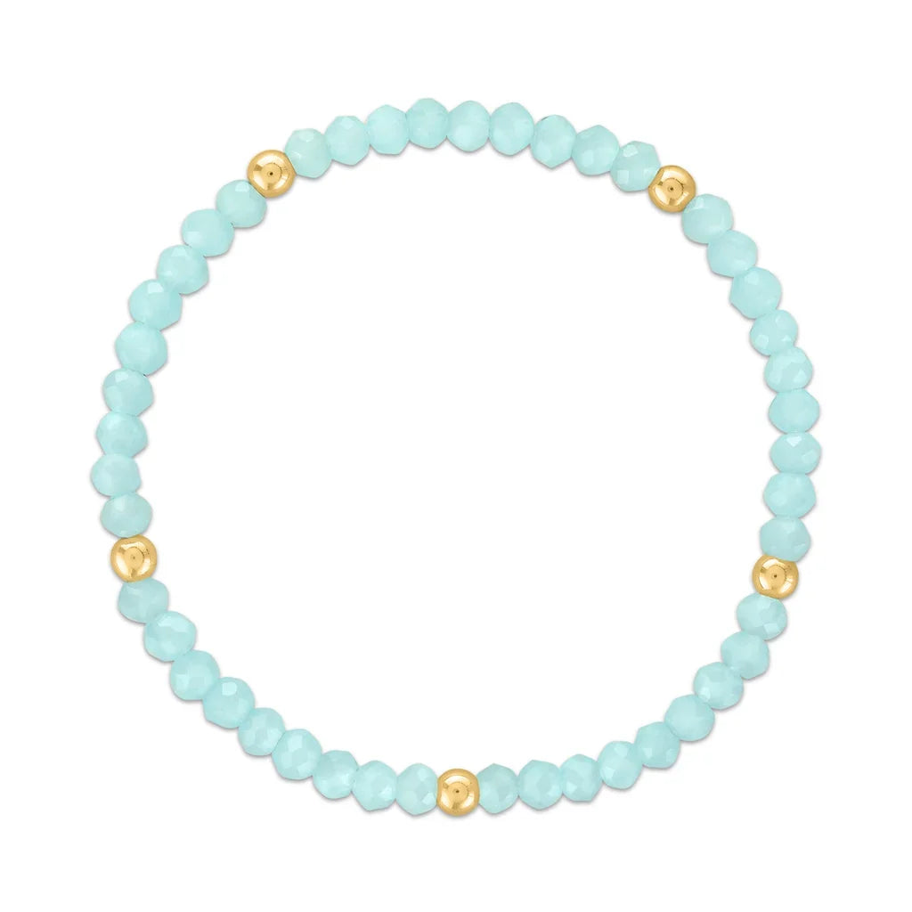 Ice Blue with Gold Ball Stretchy Facet Mila-Mix Bracelet