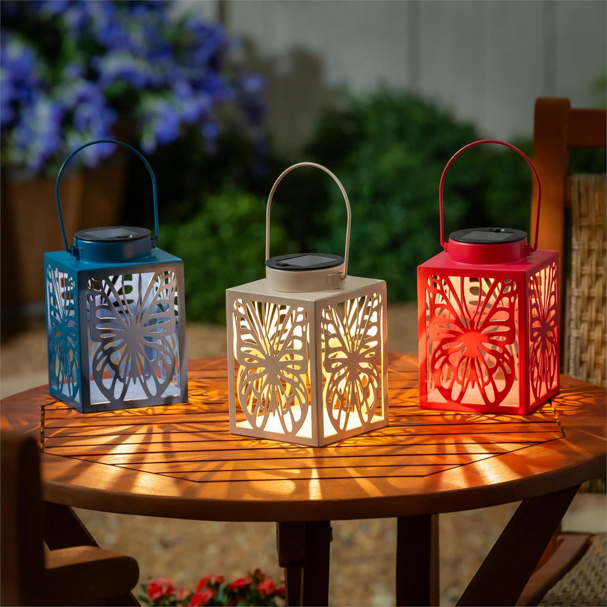 Garden Outdoor Metal Butterfly Solar Lantern - 3 Colors