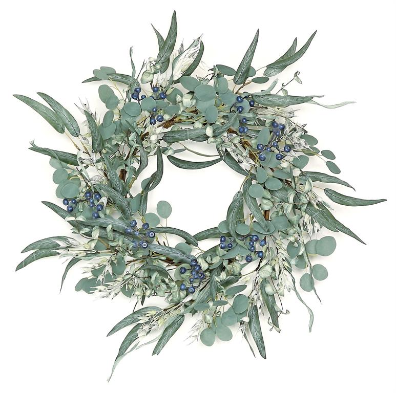 24" Eucalyptus Oats & Blueberry Wreath