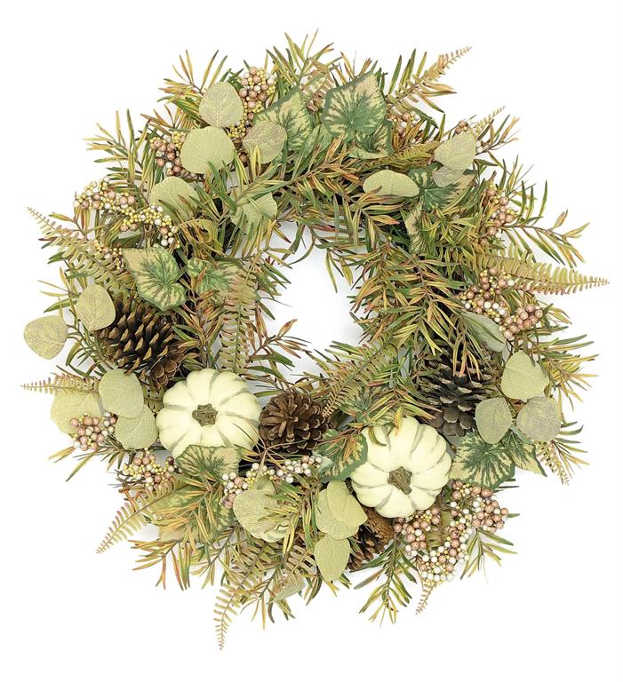 Fall Harvest Wreath W/Pumpkin