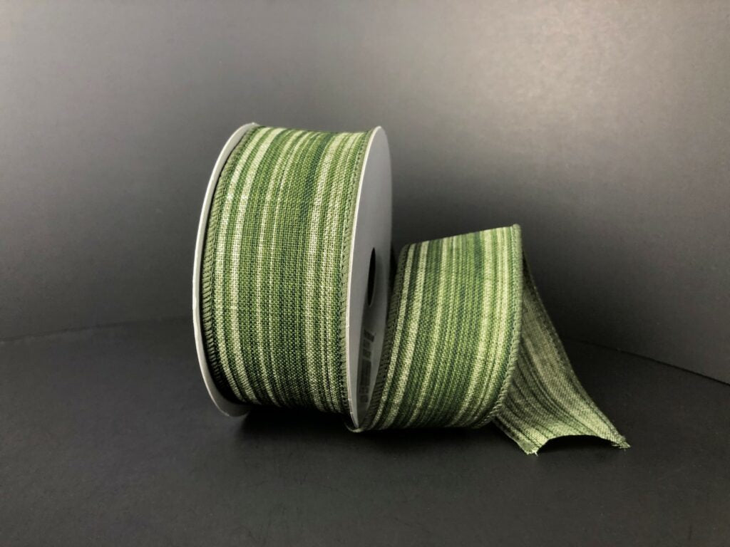 1.5" Leaf Green Stripe Ribbon Bolt
