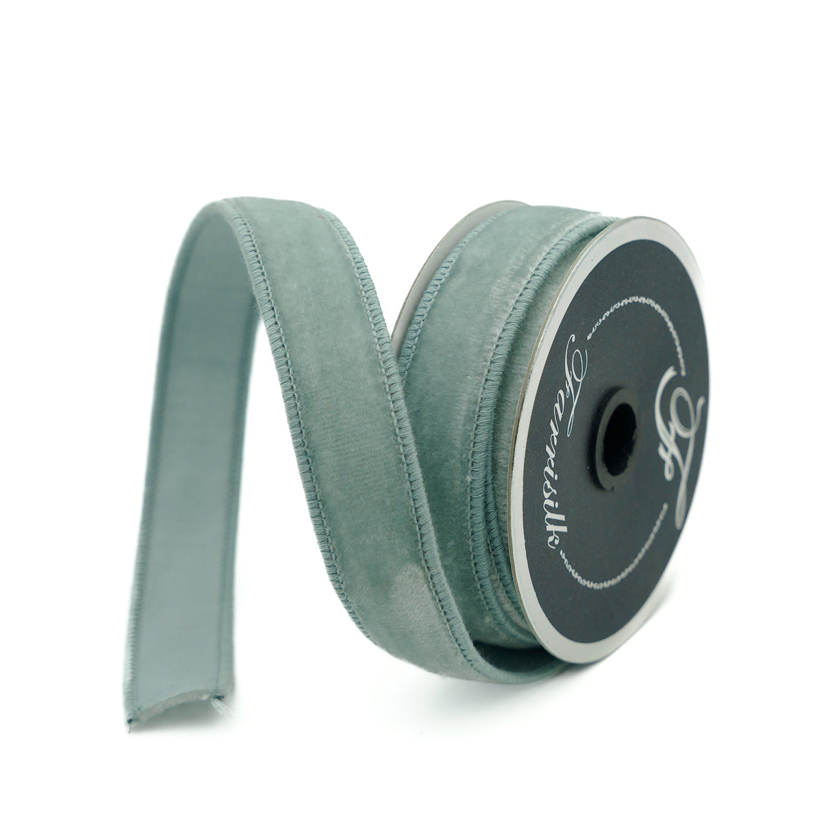 3/4" Light Blue Velvet Ribbon Bolt