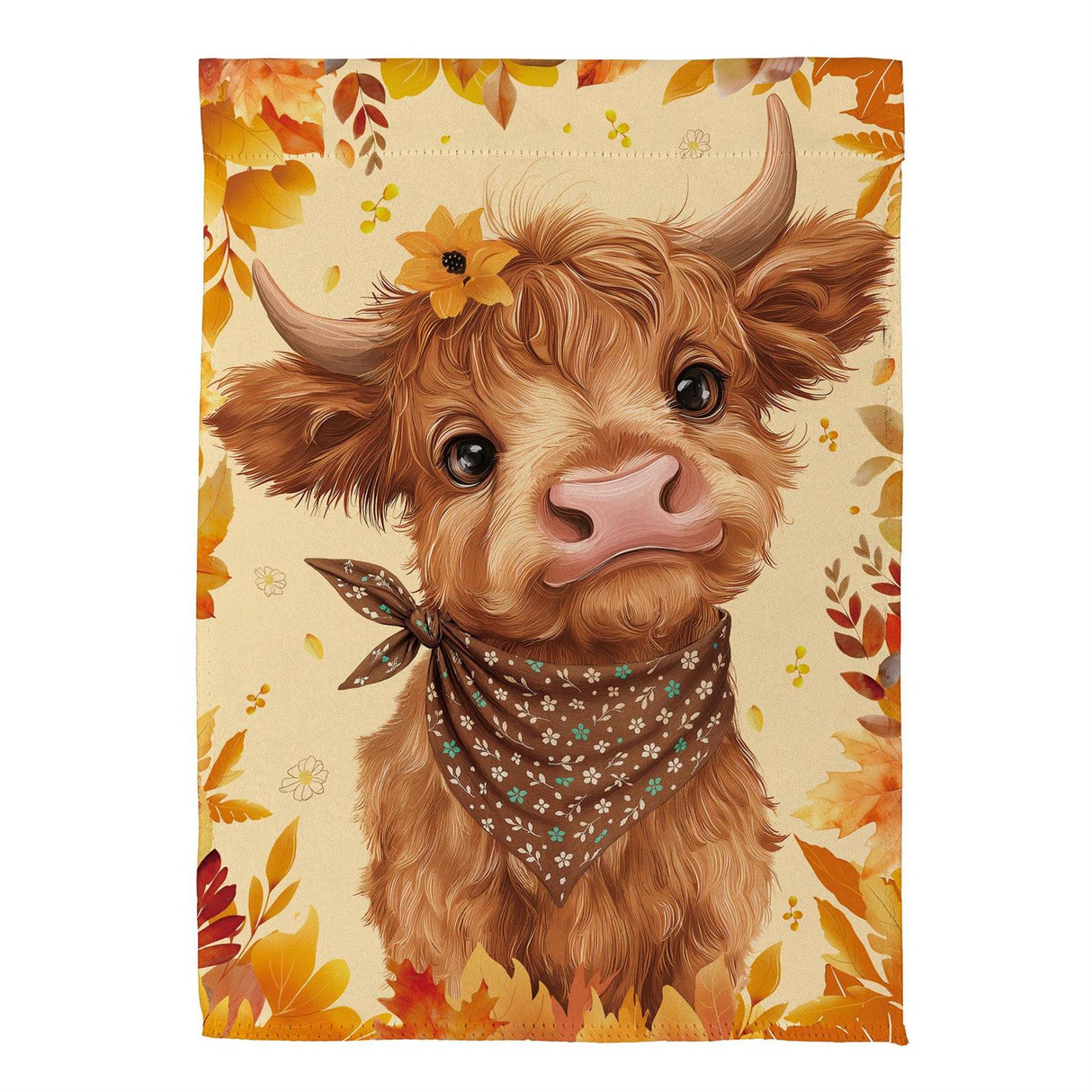 Frankie The Fall Highland Cow Garden Flag
