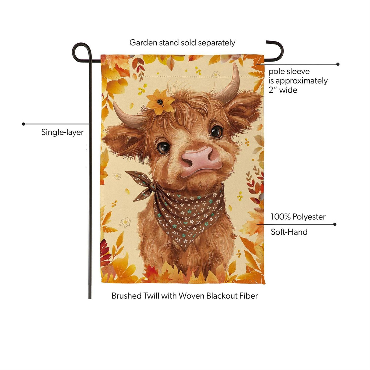 Frankie The Fall Highland Cow Garden Flag