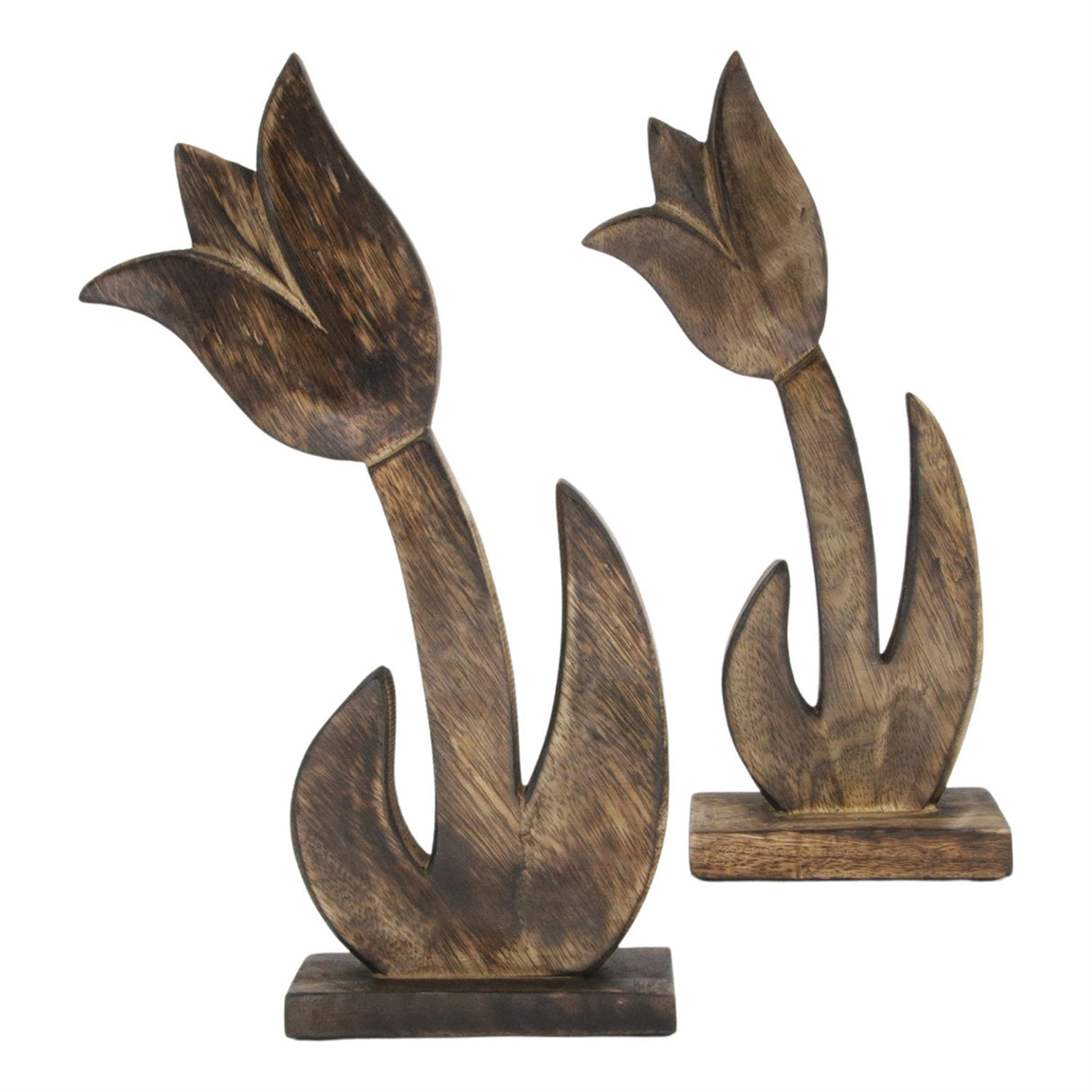 Dark Wood Tulips Set of 2