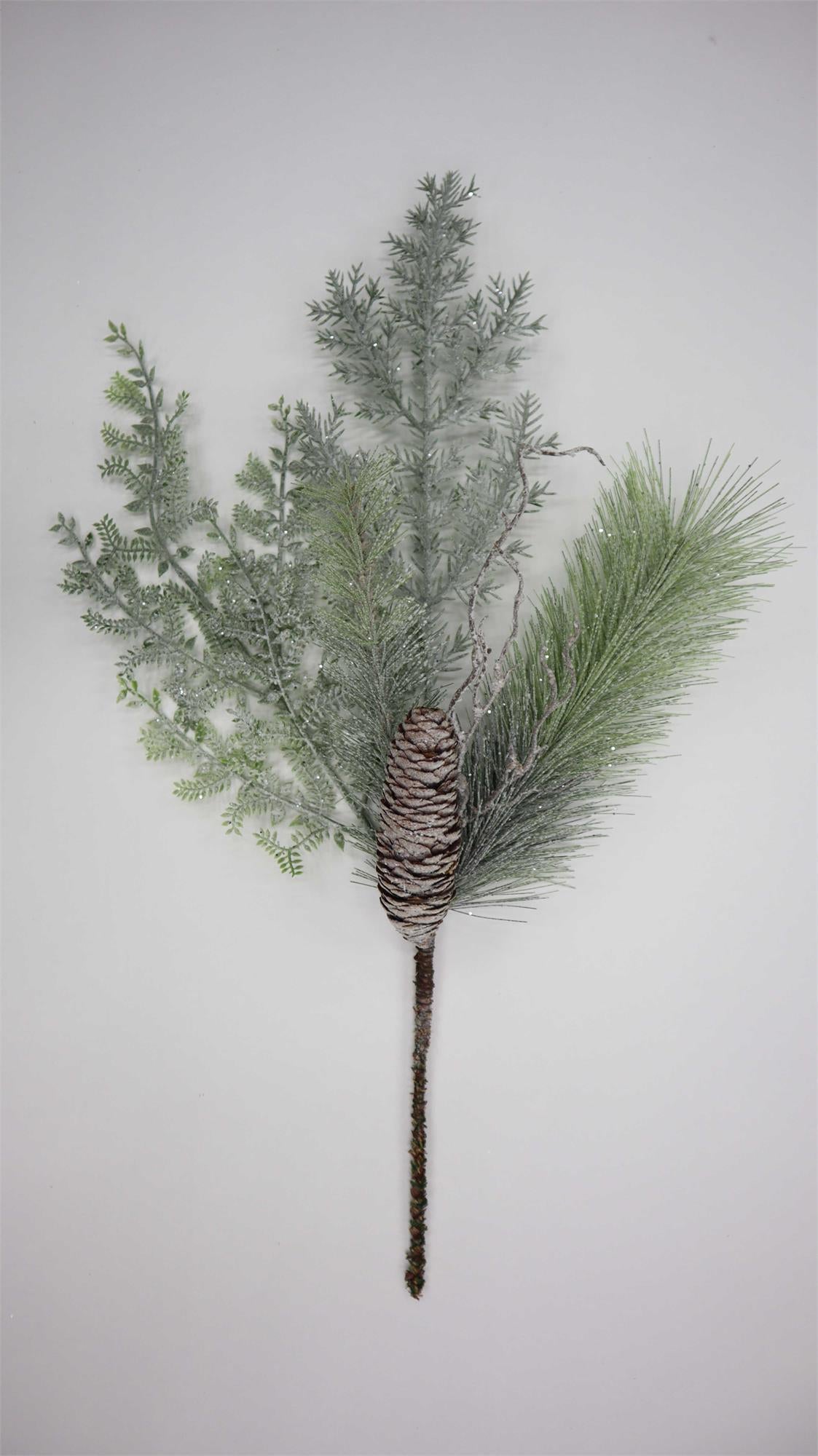 Snowflake Frosted Pine Pick