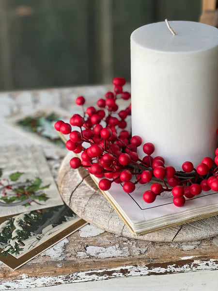 10" Matte Weatherproof Berry Candle Ring
