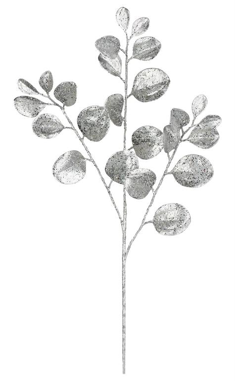 Silver Glittered Paddle Leaf Pick
