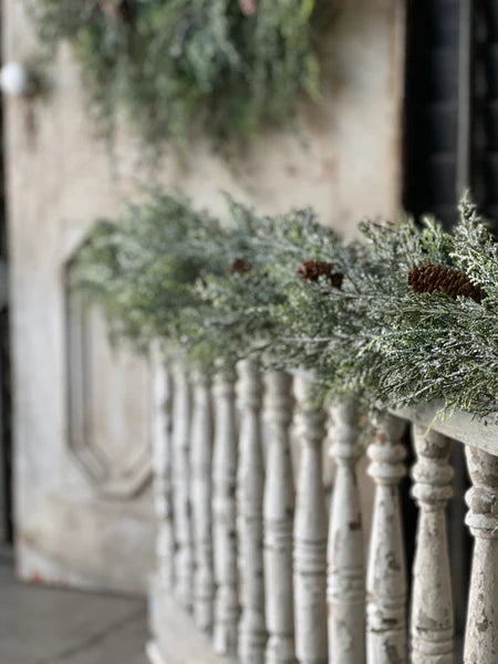 70" Silver Thread Cedar Garland