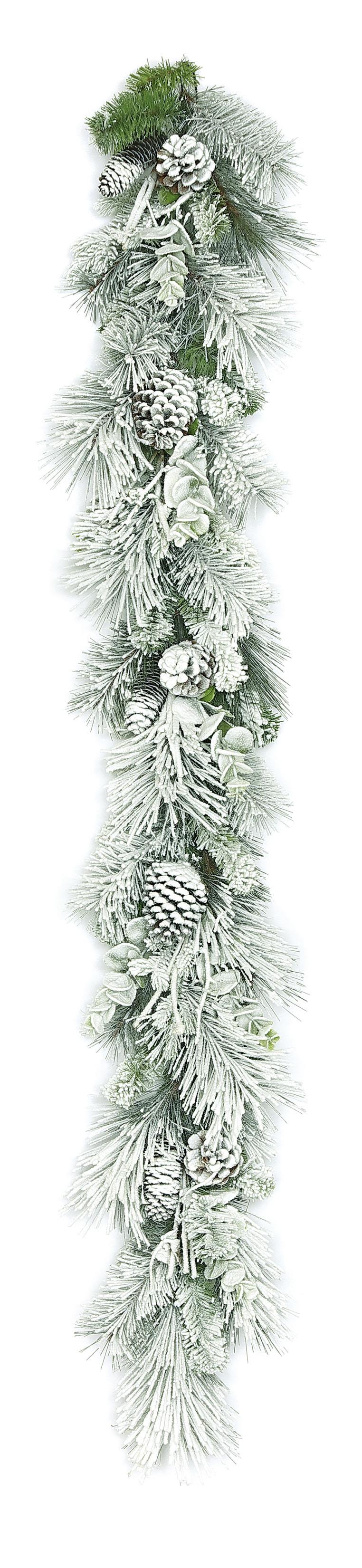 5' Snow Pine Euc Leaves Garland