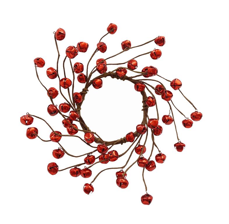 13" Red Jingle Bell Candle Ring