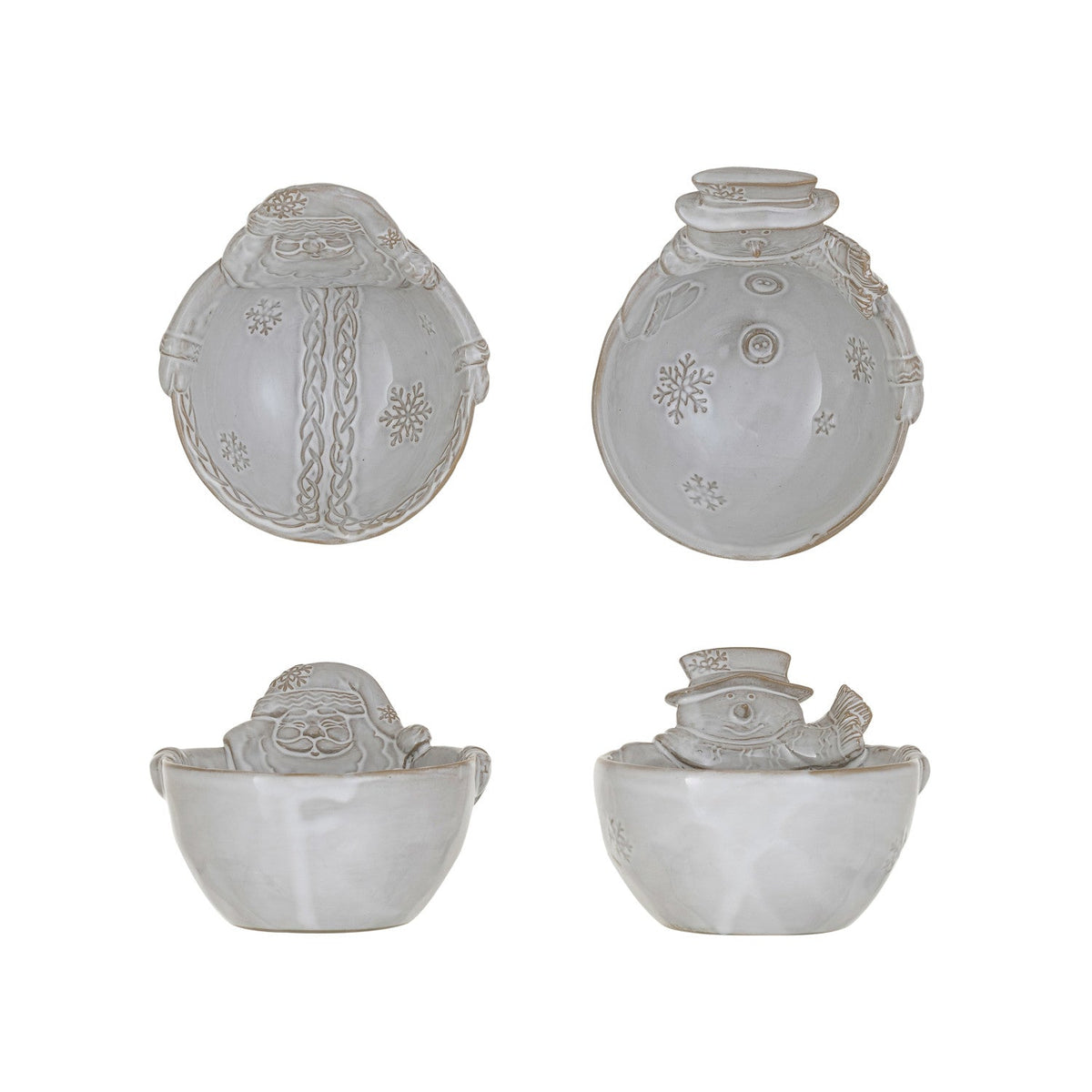 Stoneware Santa/Snowman Shaped Bowl - 2 Styles