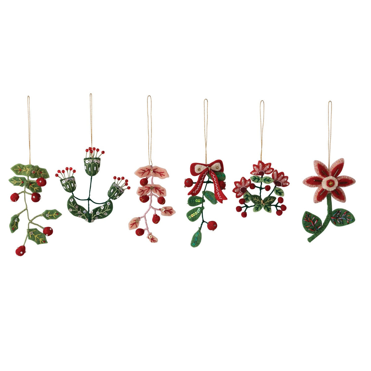 Handmade Wired Wool Botanical Ornament - 6 Styles