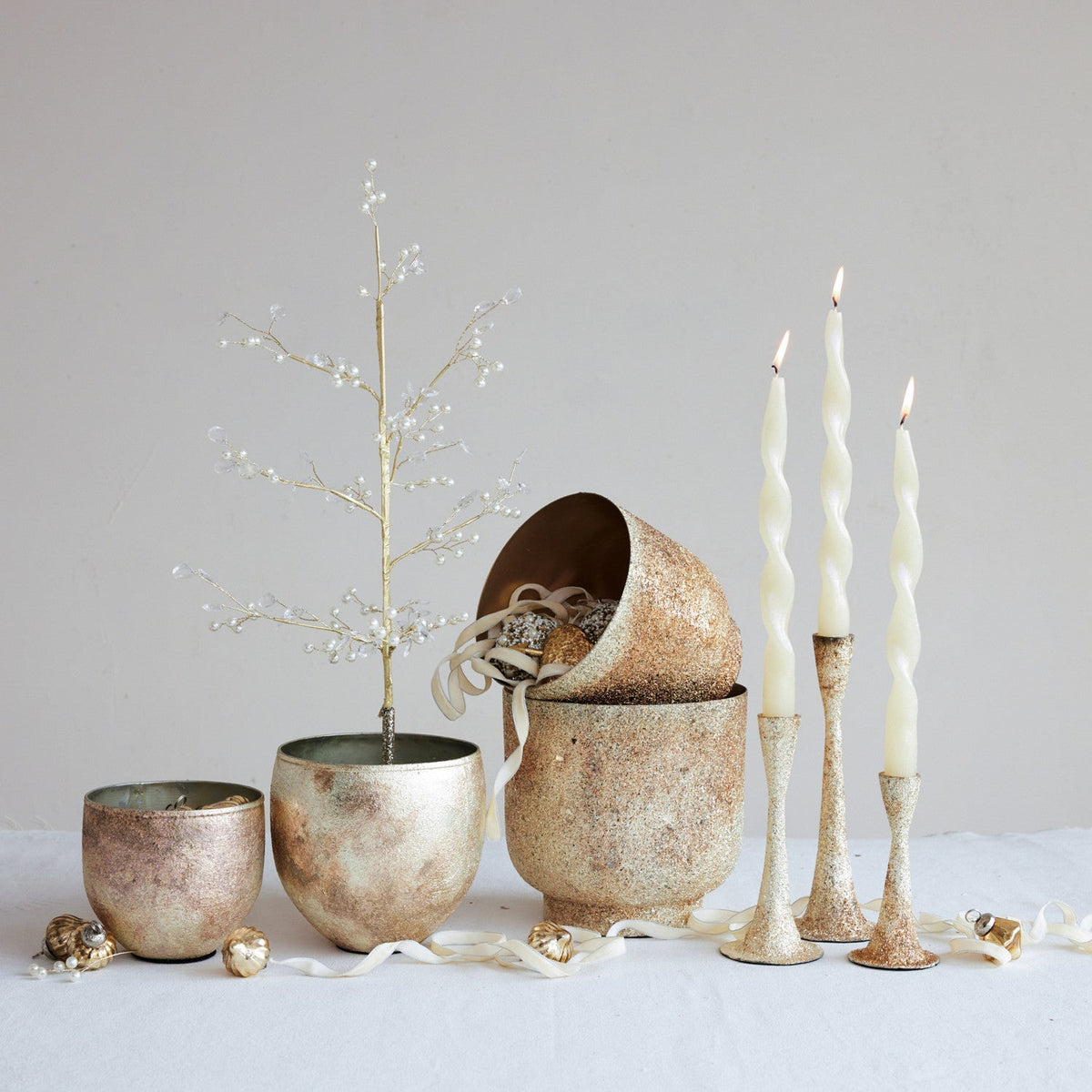 Large Tarnished Silver Metal Planter
