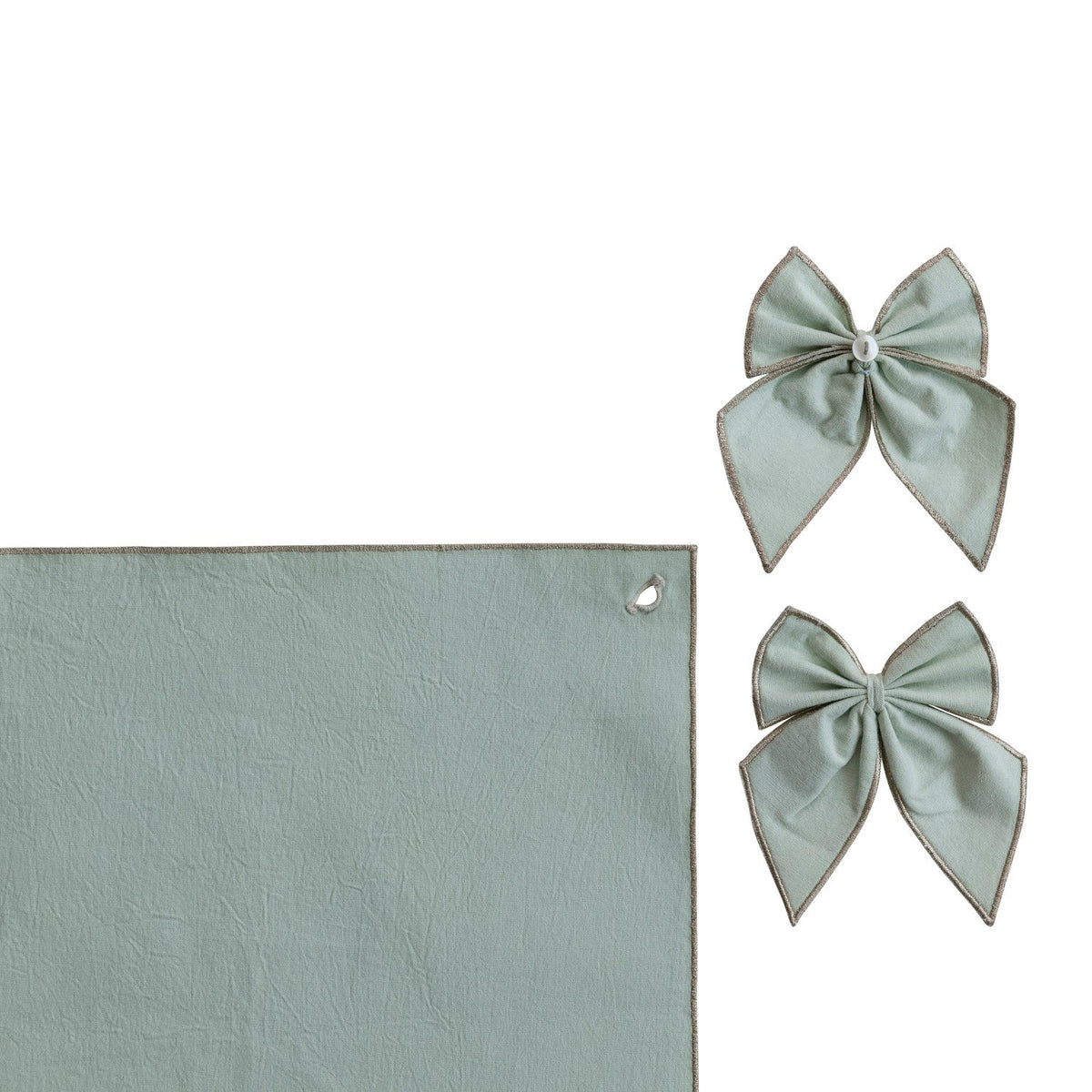 Metallic Silver Thread Table Runner with Detachable Bows