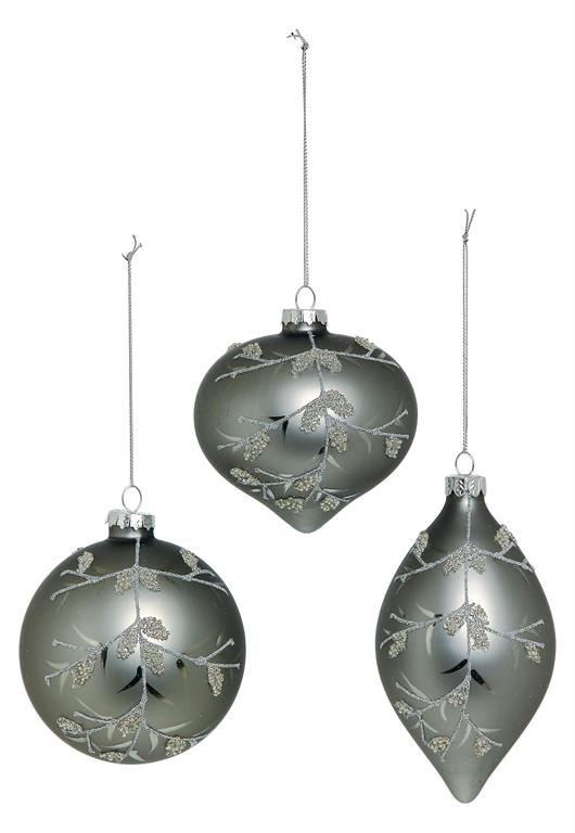 Winter Branch Platinum Ornament - 3 Styles