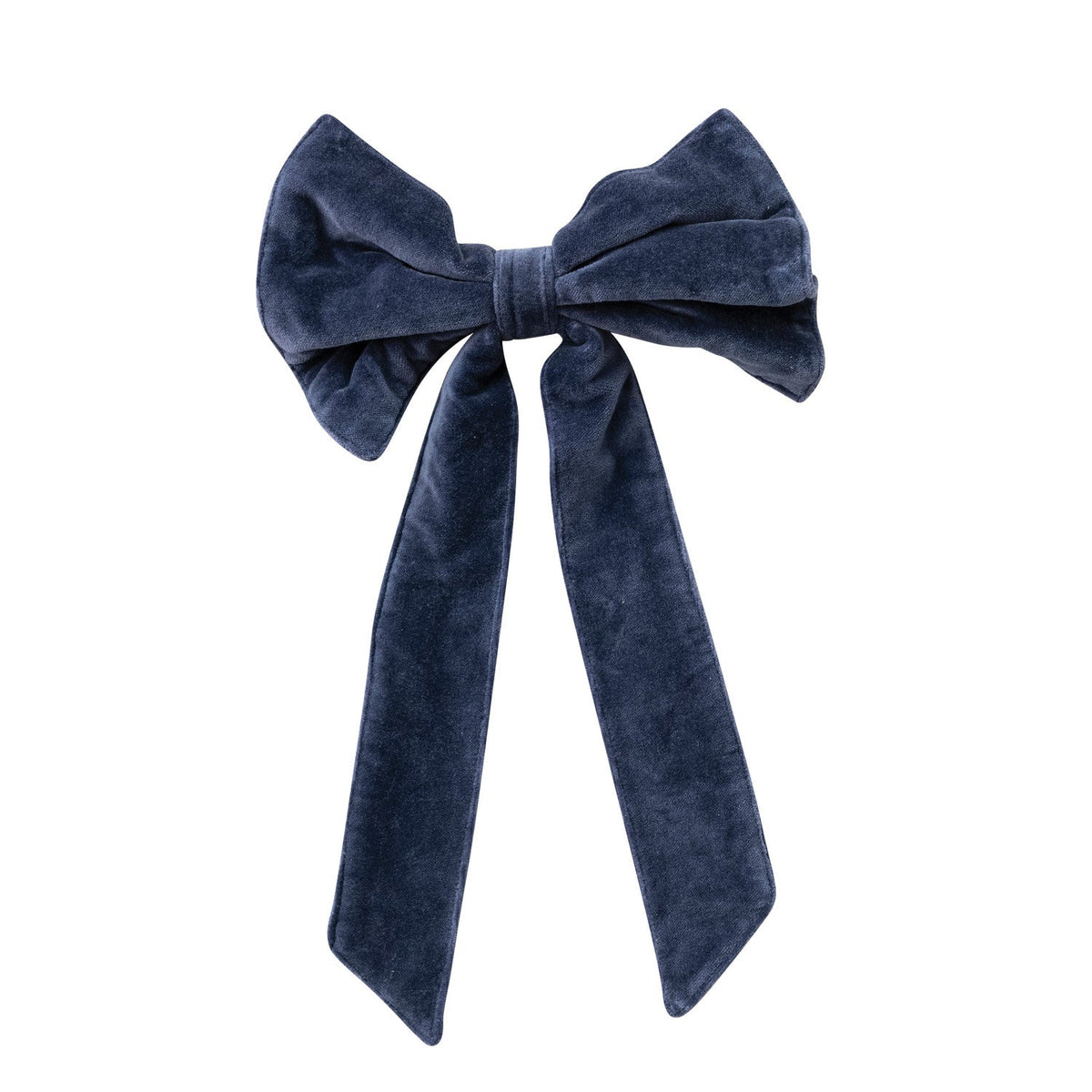Navy Cotton Velvet Clip-on Bow