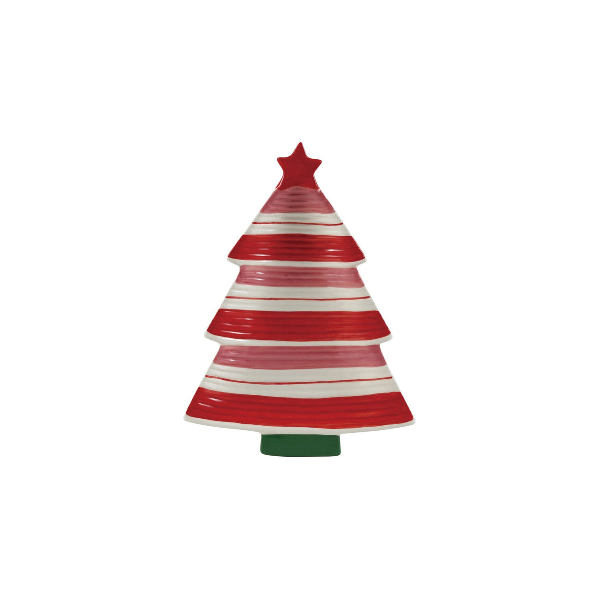 Hand-Painted Stoneware Striped Tree Platter
