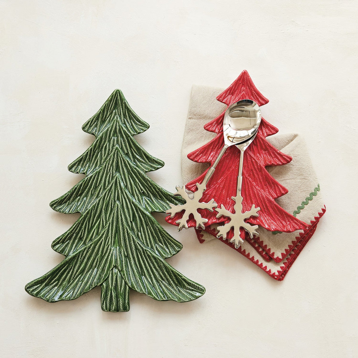 Green Ceramic Tree Shaped Platter