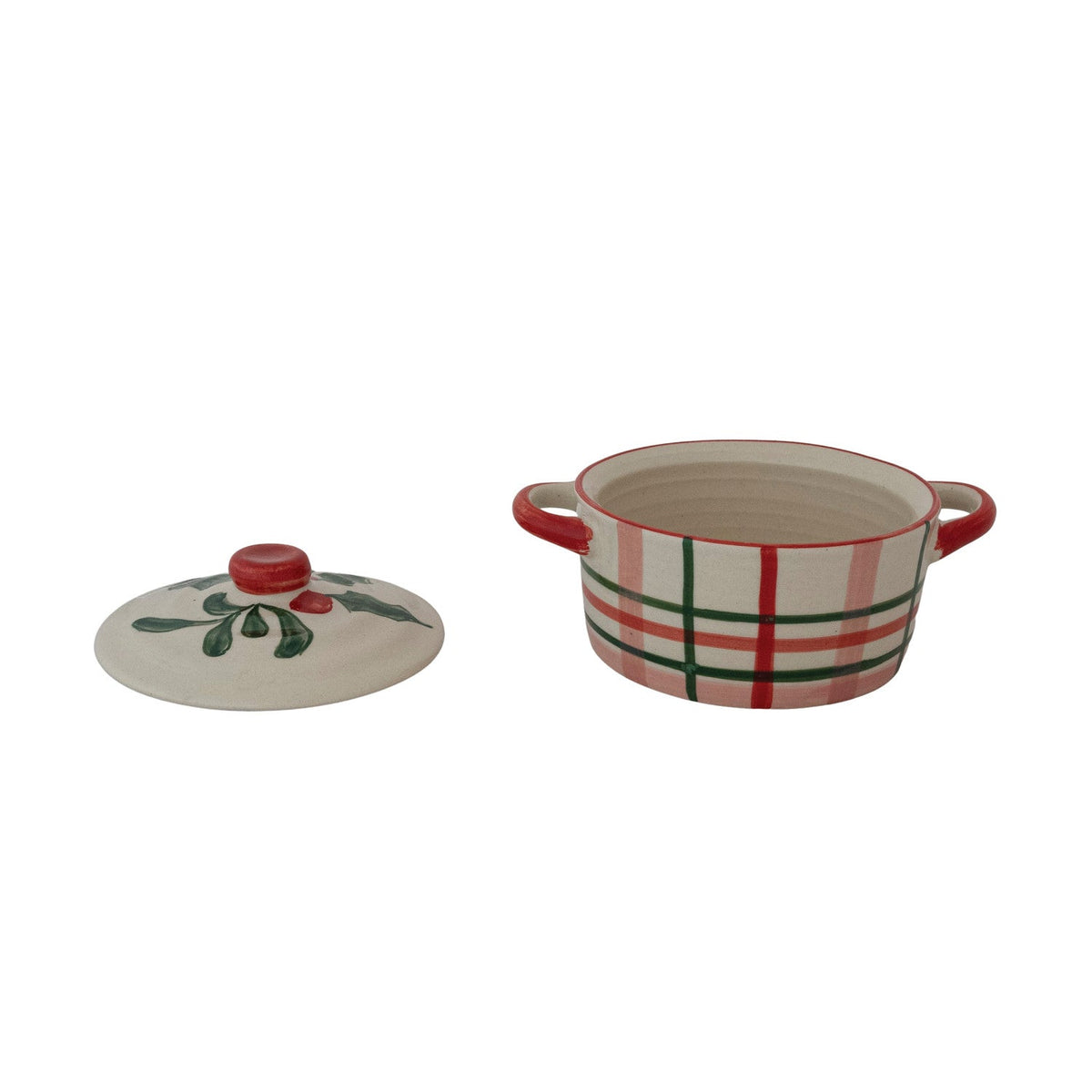 Hand-Painted Holiday Stoneware Baker with Lid