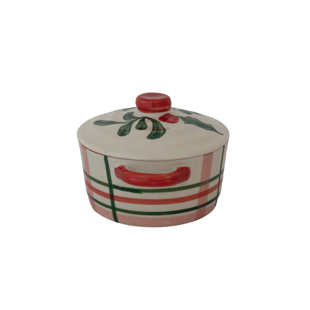 Hand-Painted Holiday Stoneware Baker with Lid