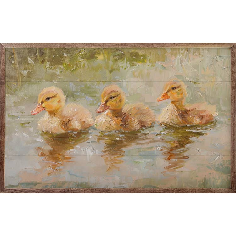 Duckies In A Row Wood Art