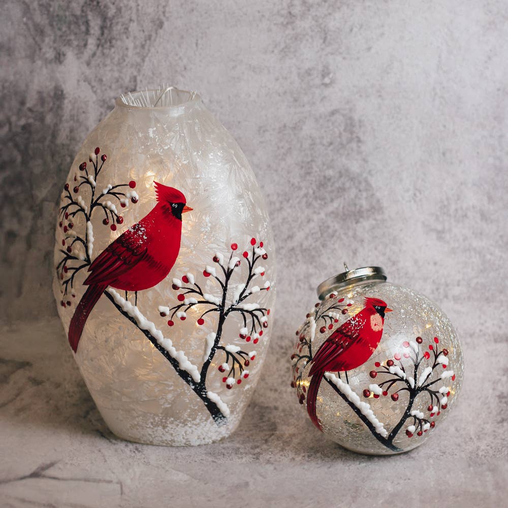 Snow Branch Glass Oval Luminary