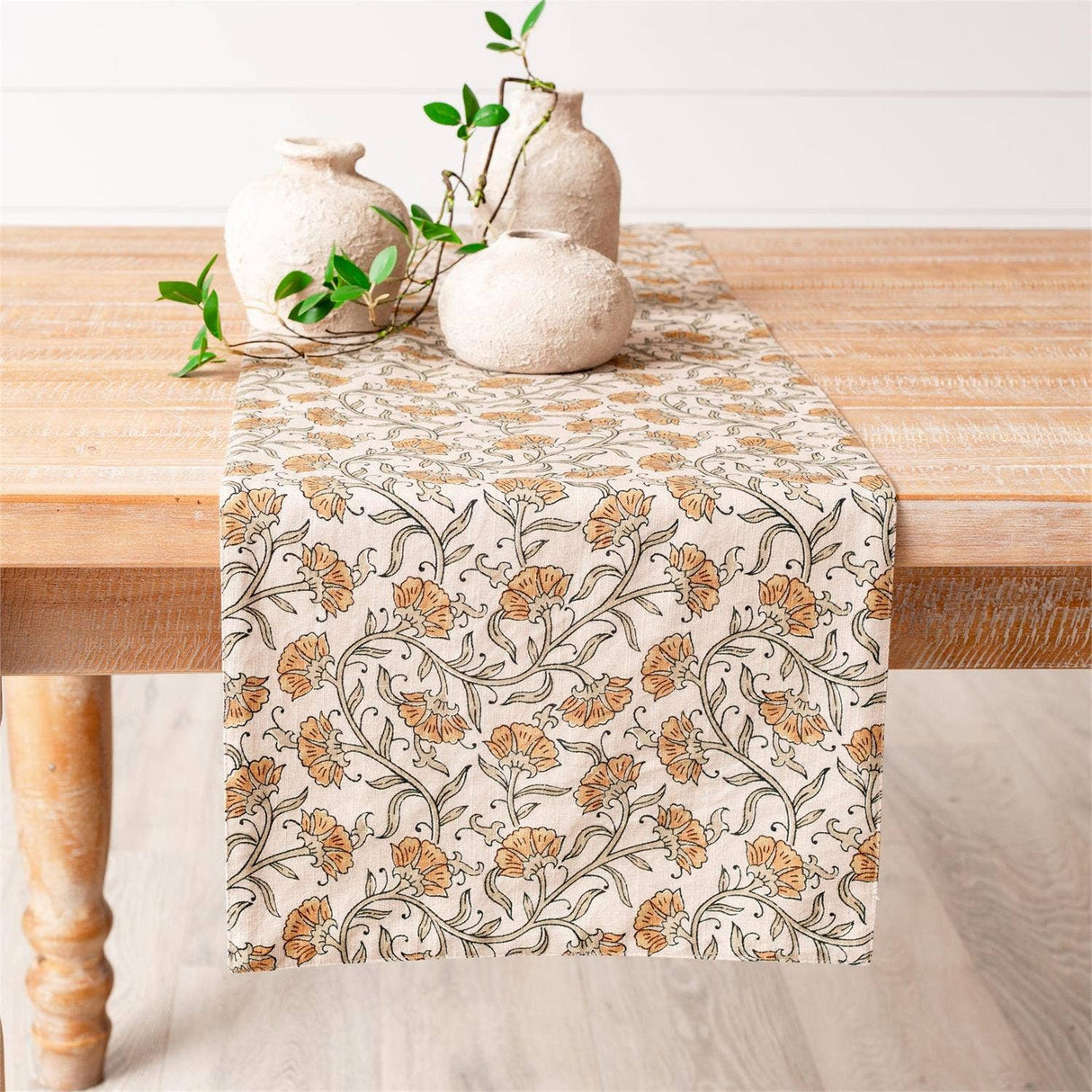 Block Print Dandelion Table Runner home decor accent from Magnolias Home Decor