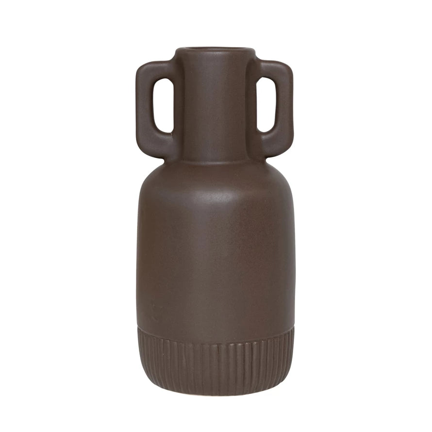 Brown Ceramic Vase w/ Handles