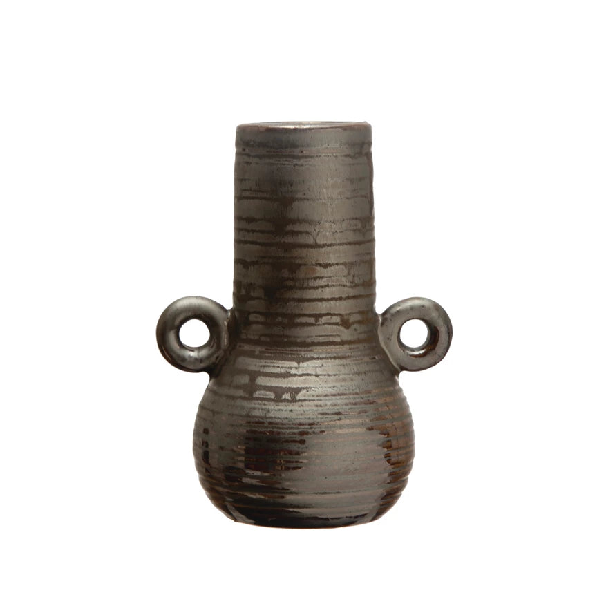 Mini Metallic Brown Stoneware Vase