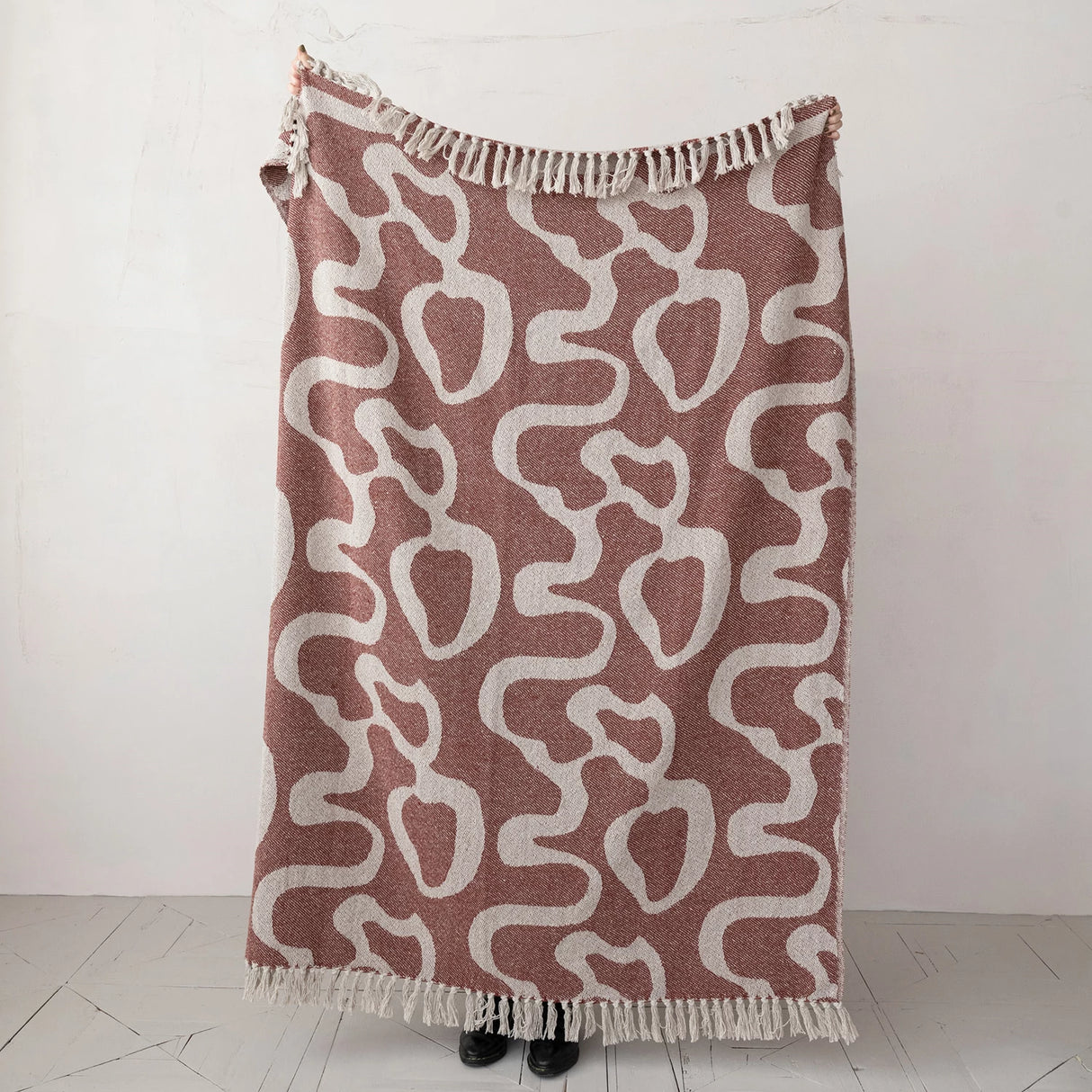 Brown Abstract Jacquard Throw Blanket