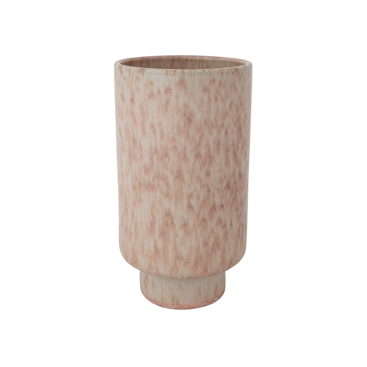 Coral Stoneware Footed Vase