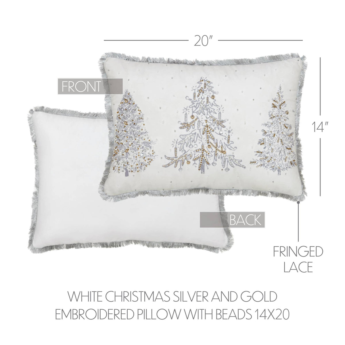 Christmas Tree Embroidered Beaded Pillow