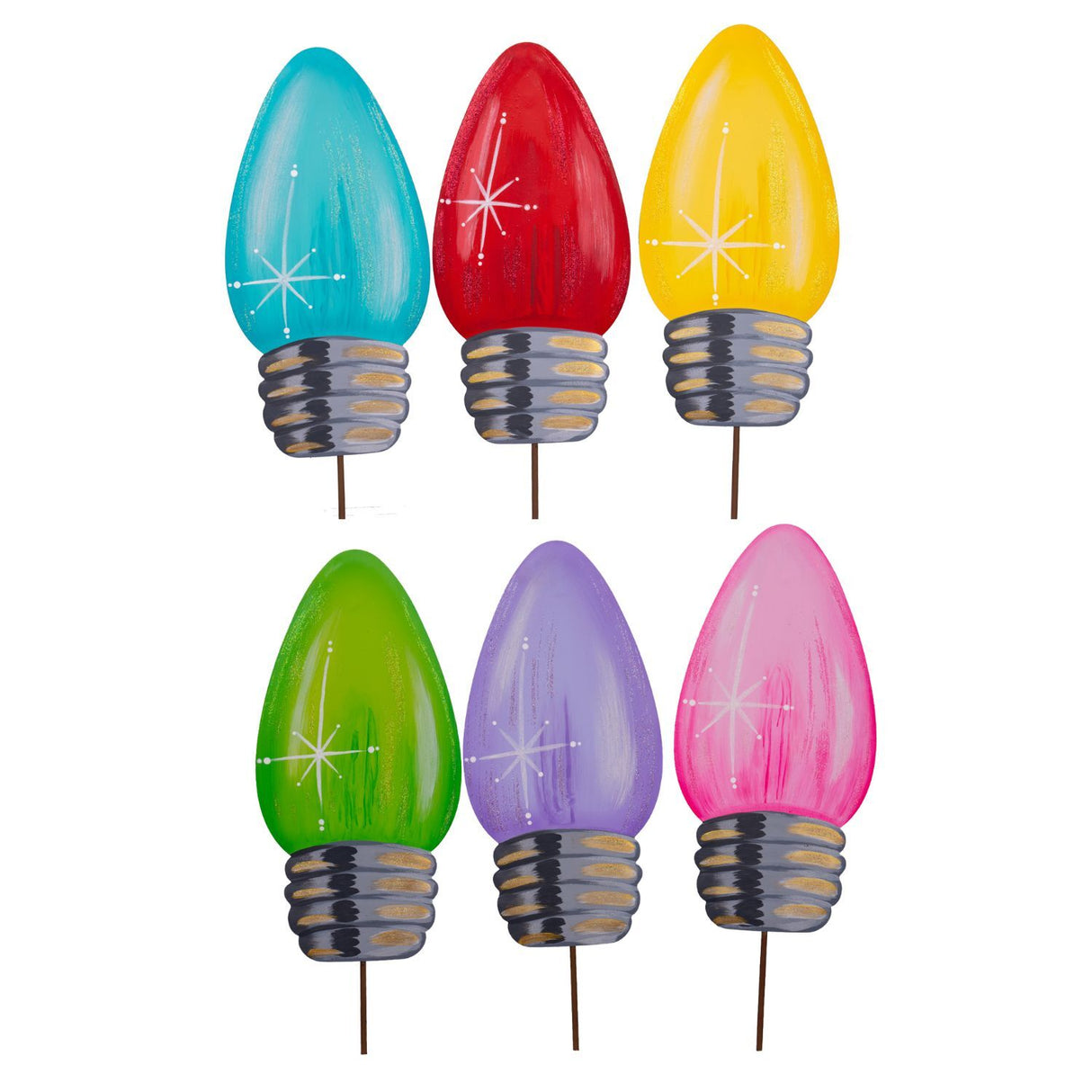Merry & Bright Bulb Stake - 6 Colors